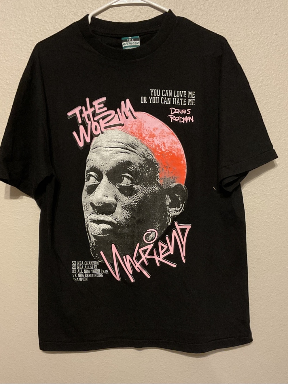 Black Graphic Tee with Pink & Red Accent